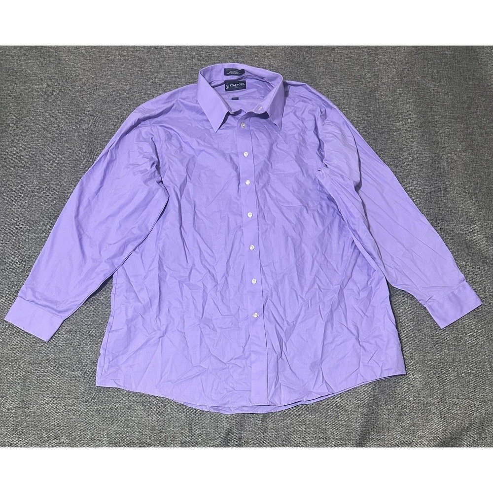 Stafford‎ Men's Tall 18-18 1/2 36/37 Purple Long Sleeve Shirt